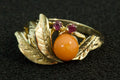 Peach-Pearl & Ruby, 14k Gold Ring